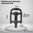 thumbnail image 2 of Pedales Para Bicicleta Metal Ciclo Mountain Barra Con Reflejante Negro 9/16, 2 of 7