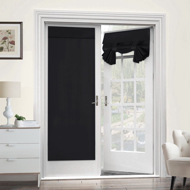 Bewildely Cortina opaca autoadhesiva a prueba de sol Cancelación de ruido Color sólido Reemplazo decorativo Cocina Oficina Dormitorio Cortinas Sombras de ventana Negro