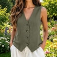 thumbnail image 2 of Womens Vest Top - Cotton Linen Shirts Summer 2026 Button Down Tank Tops Business Casual Boho Sleeveless Blouses, 2 of 7