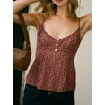 thumbnail image 3 of Women Floral/Plaid Print Cami Top Y2k Spaghetti Strap Lace Grunge Button Down Tie Back Tank Top, 3 of 6