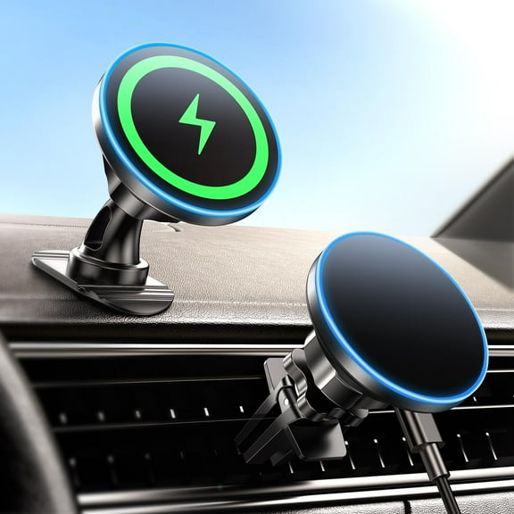 for iPhone 17 Magsafe Car Mount Charger, [2025 New] 15W 2in1 Magnetic Wireless Car Charger, fits for Magsafe Car Charger, Vent/Dashboard Phone Holder Mount for iPhone 17 16 15 14 13 12 Series