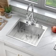 thumbnail image 3 of 25-Inch Nano-Coated Drop-in 304 Stainless Steel Kitchen Sink Single Bowl with Colander, Drying Rack and Strainer, 3 of 10