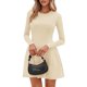 thumbnail image 2 of Vestido PRETTYGARDEN Otoño 2025 Manga Larga Plisado Mini Beige XS, 2 of 8