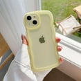 thumbnail image 2 of for iPhone 13 Case, Cute Kawaii Curly Wave Frame Shape Soft TPU Silicone Phone Case with iPhone 13, Shockproof Protective Phone Cover for Women Girls, Yellow, 2 of 11