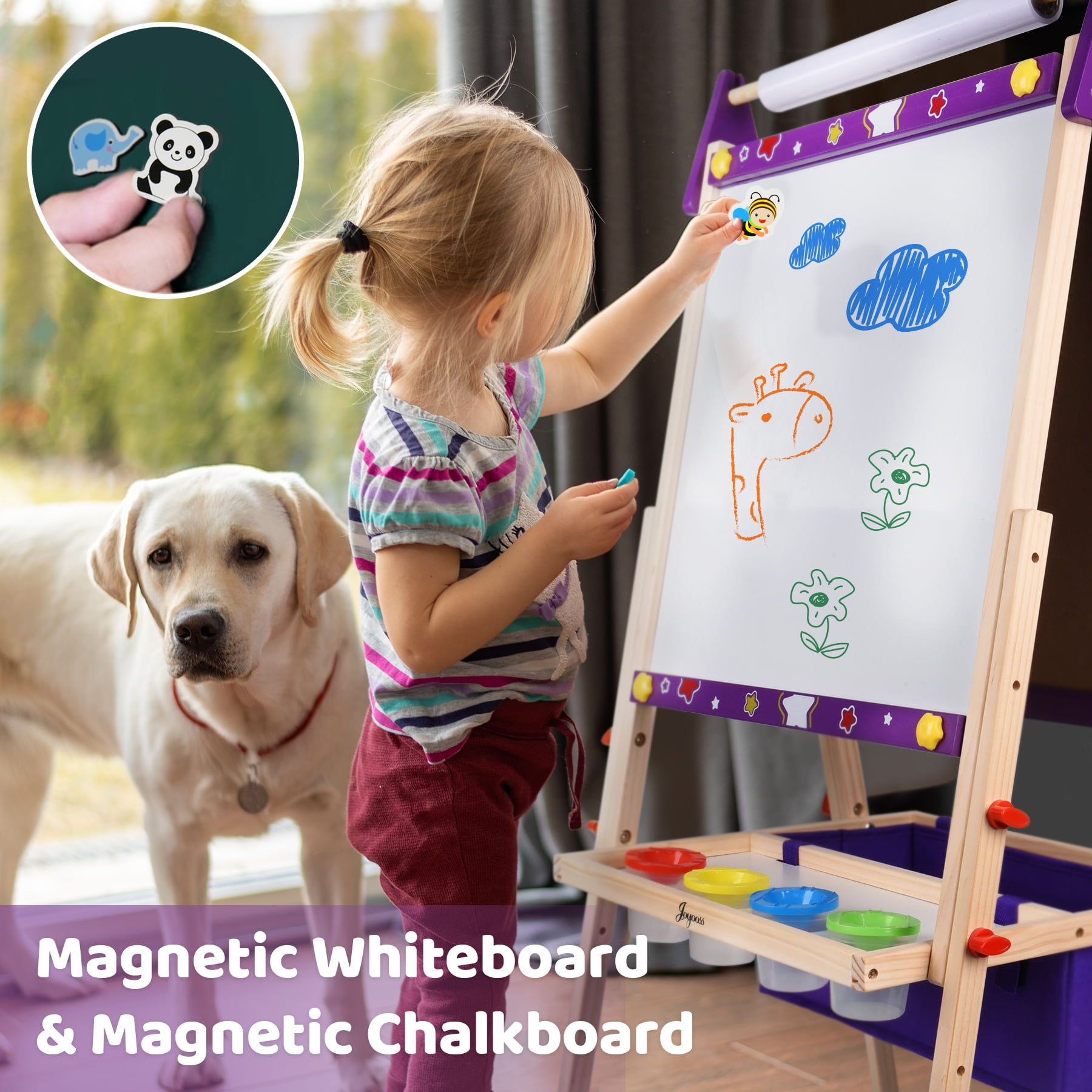 JOYOOSS Kids Double-Sided Wooden Art Easel with 98+ Accessories JOY131
