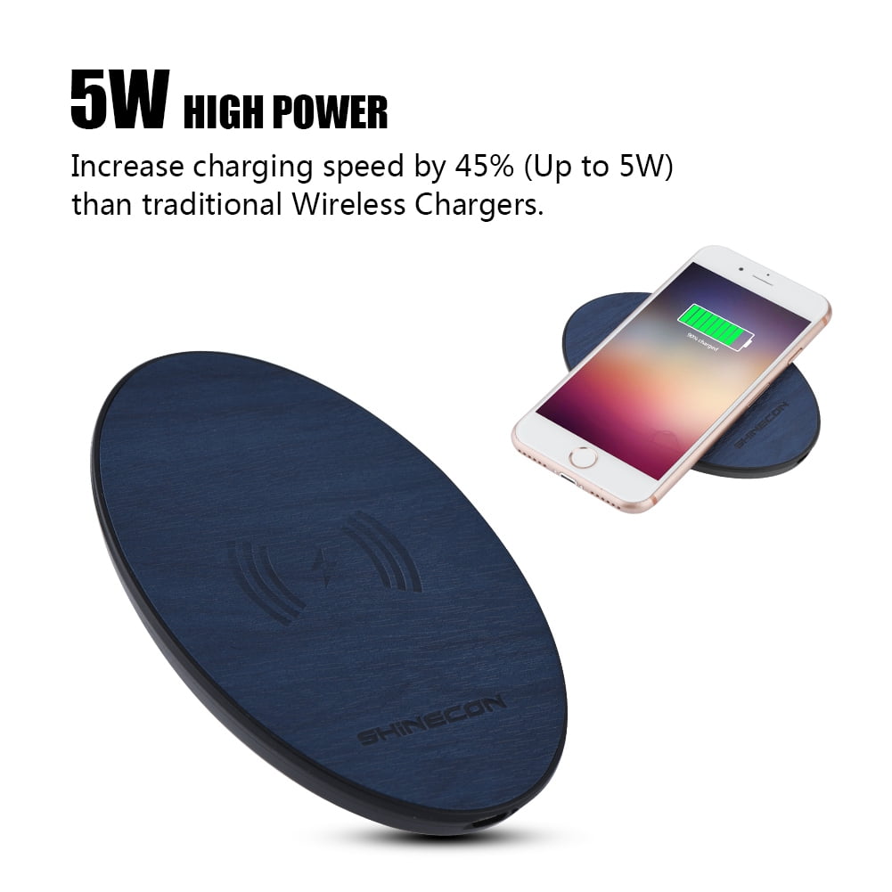 Fast Charge Wireless Charging Pad Compatible Ultra-Slim Wireless Charger 5W Qi-Enabled Phones