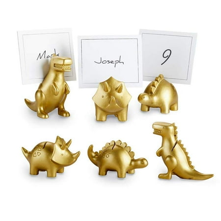 Kate Aspen Dinosaur Place Card Holder - Set of 6 Sign Holder, Gold Study Table Number Holder Stands, Perfect Decorations for Baby Shower, Wedding, Bridal Shower, Anniversary & Birthday Party