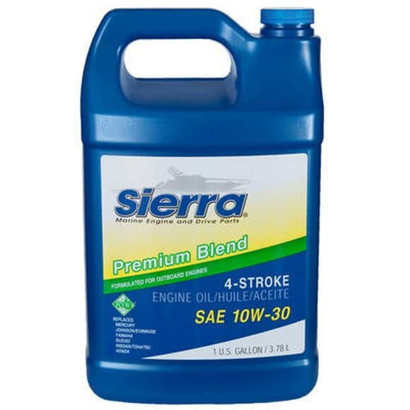 Sierra Marine Oil 18-9420-3 Marine Series; SAE 10W-30; Premium Blend 4-Stroke Marine Engine Oil; 1 Gallon Jug; Single; NMMA FC-W/API-SJ/CF-2/CH-4 Certified