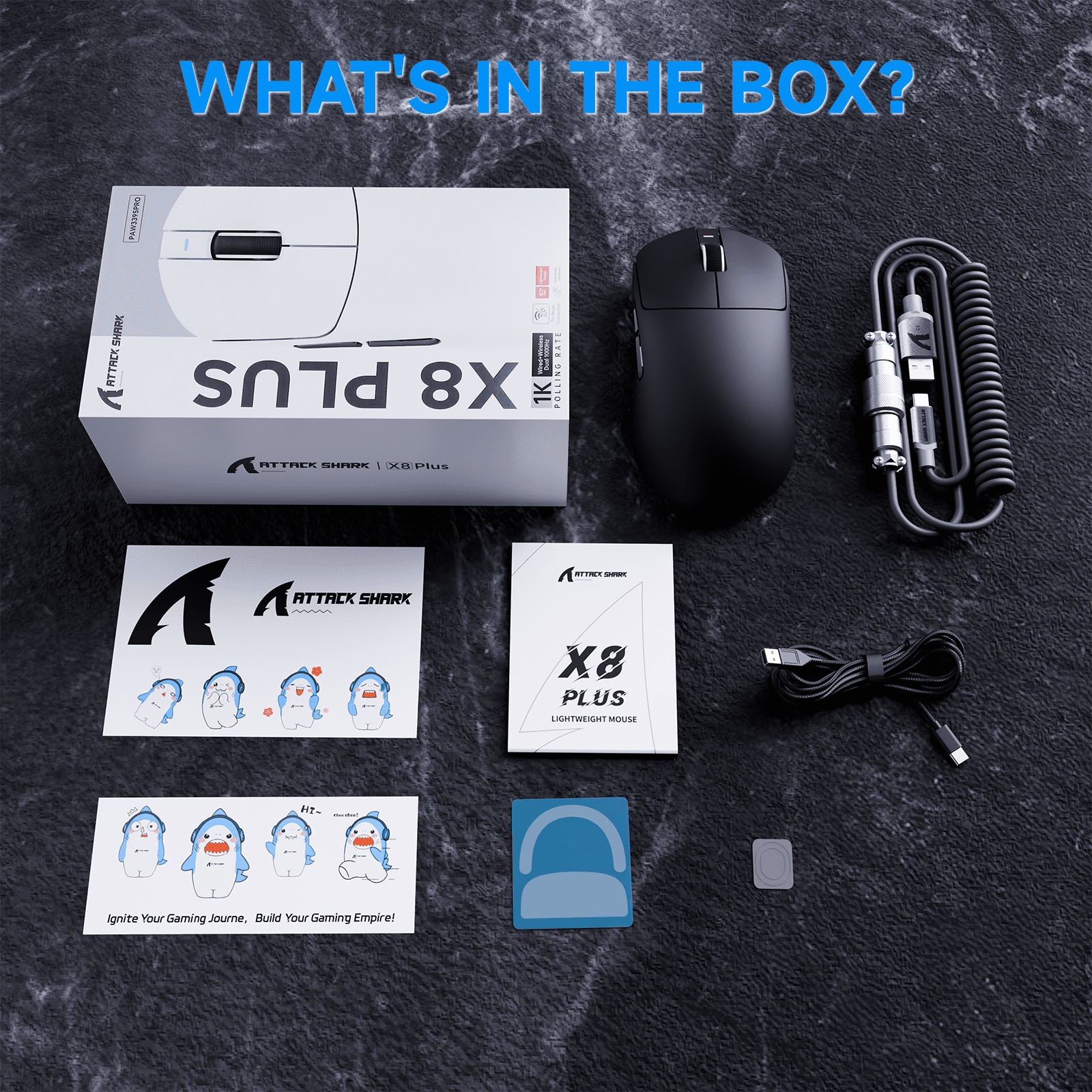 ATTACK SHARK X8PLUS Tri-mode Wireless Gaming Mouse With C06 ULTRA Cable