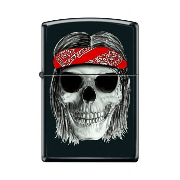 Zippo Lighter-Hippy Skull Black Matte Windproof Lighter #Z5490