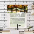 thumbnail image 2 of Green Forest Tree Valance Curtain Pine Coniferou Trees Forest Watercolor Style Rod Pocket Valance Window Treatments Short Curtains for Kitchen Farmhouse Decor 54x18inch, 2 of 6
