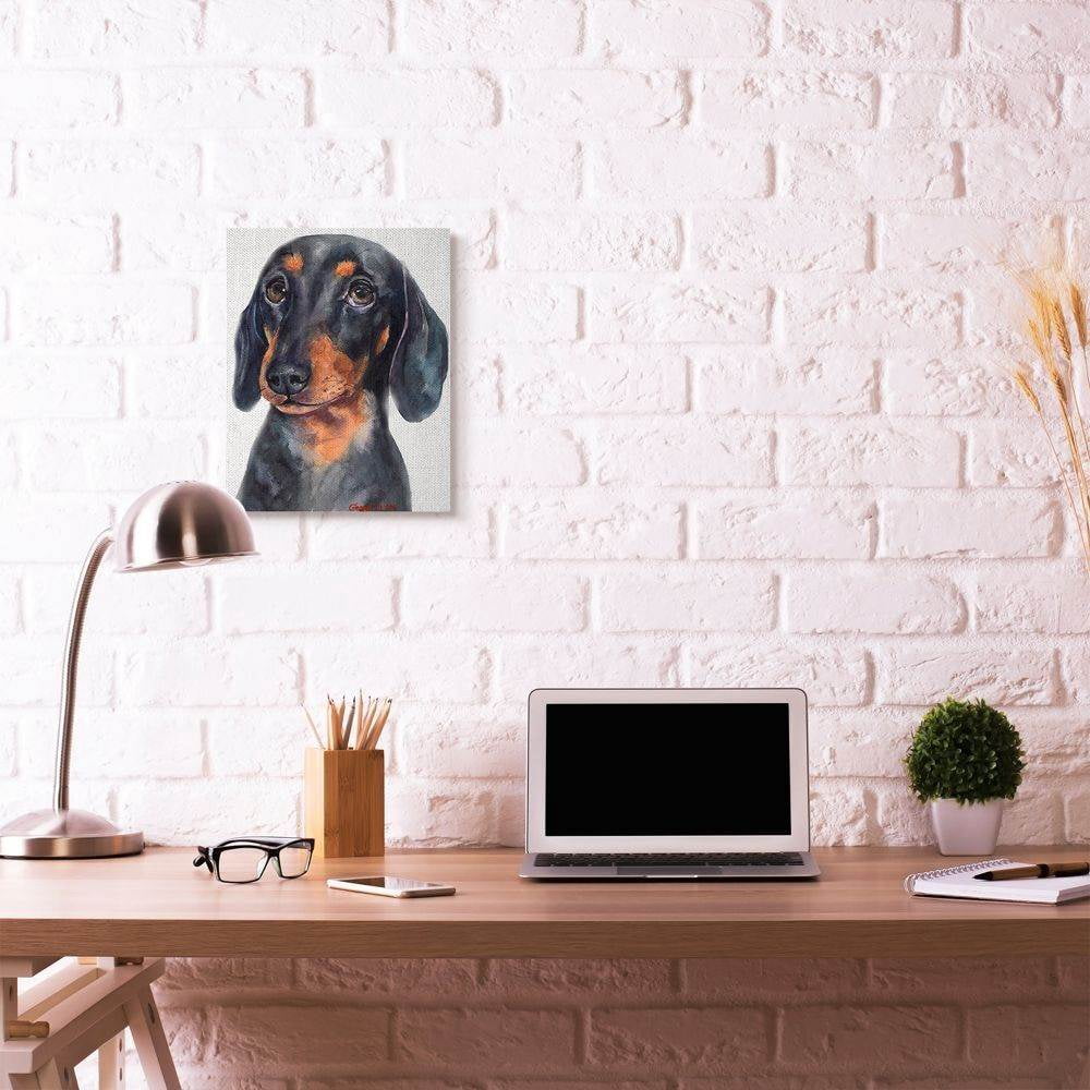 Stupell Industries Dachshund Puppy Dog Pet Animal Watercolor Painting Canvas Wall Art by George Dyachenko