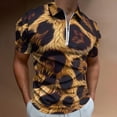 thumbnail image 2 of Aesthetic Leopard Print Men Zipper T-shirt Summer Casual Short Sleeve T-shirt Top, 2 of 7