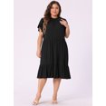 thumbnail image 3 of DARING DIVA Women's Plus Size Elegant Tie Back Boat Neck Midi Length Dress 2X Black, 3 of 6