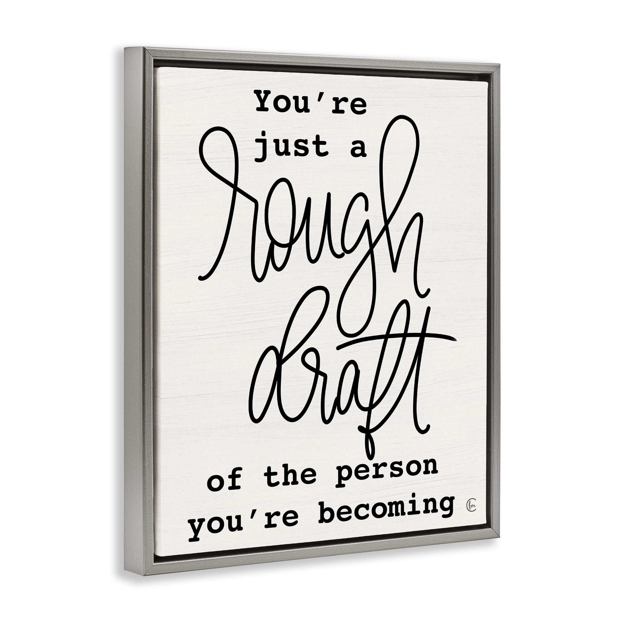 Stupell Industries Rough Draft Of Person Gray Framed Floater Canvas Wall Art, design by Fearfully Made Creations