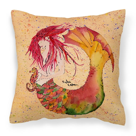 Carolines Treasures 8339PW1414 Mermaid Decorative Canvas Fabric Pillow, 14Hx14W, multicolor