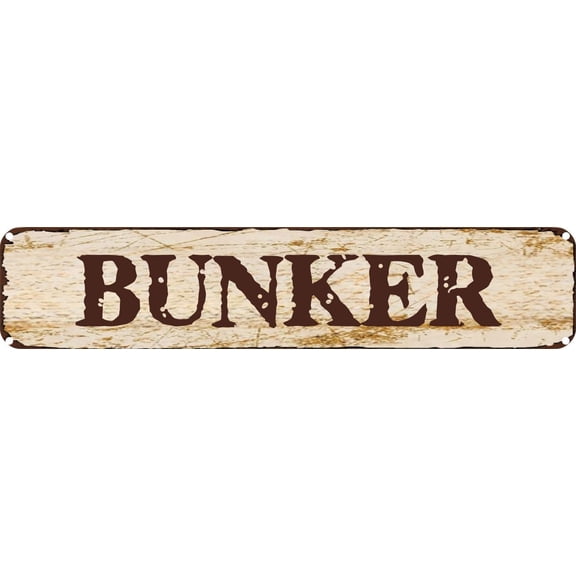 Vintage Tin Sign Retro Metal Wall Decor BUNKER Rustic Aluminum Plaque for Home,Bar,Kitchen,Garage,Man Cave 4x16 Inch