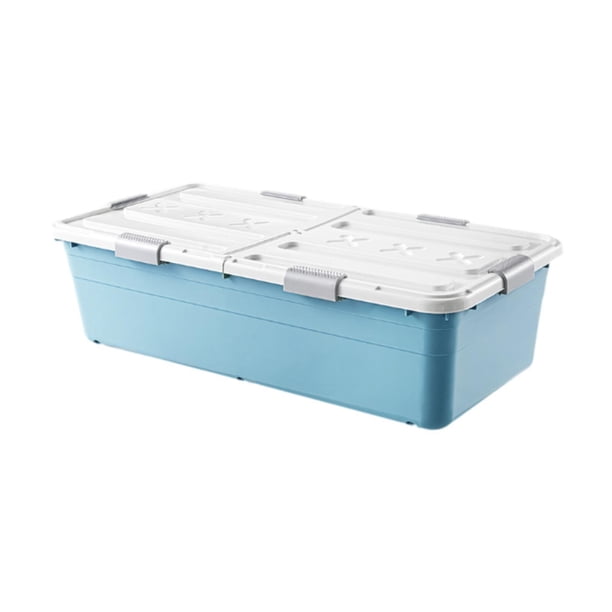 Caja de almacenamiento debajo de la cama, organizador de armario, resistente y grueso, práctico cajón organizador, contenedor de almacenamiento con Azul