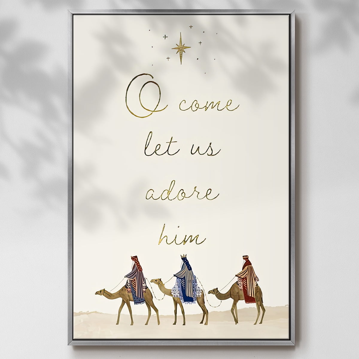 Away in a Manger Collection B - Framed Gallery Wrapped Holiday Canvas - 25 x 37 - Silver Frame