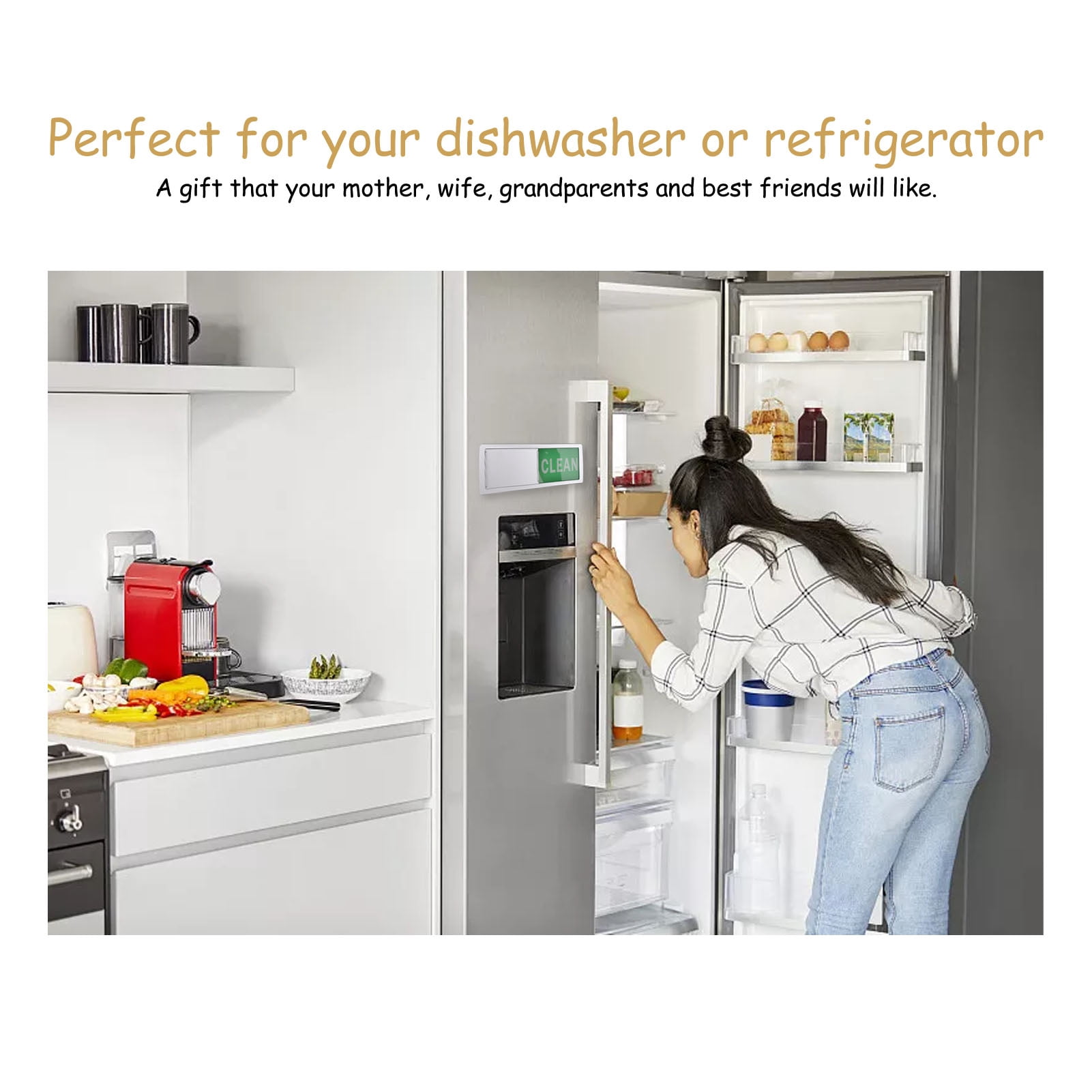 Dishwasher Magnet, Intimate Gift Bold Text Beautiful Appearance Easy To Read Dishwasher Magnet Clean Dirty Sign Practical  For Home