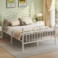 thumbnail image 5 of E-Motie Metal Bed Frame Queen Size with Vintage Victorian Headboard & Footboard, White, 5 of 9