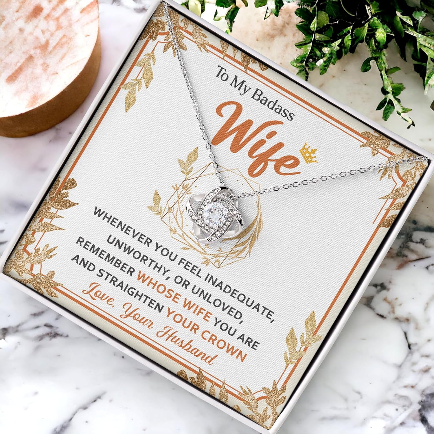To My Wife Necklace from Husband - Unique Anniversary & Birthday Gift Ideas, Romantic Love Knot Jewelry for Best Wife, Soulmate Present, Beautiful  Future Wife Wedding, Mothers Day Gifts