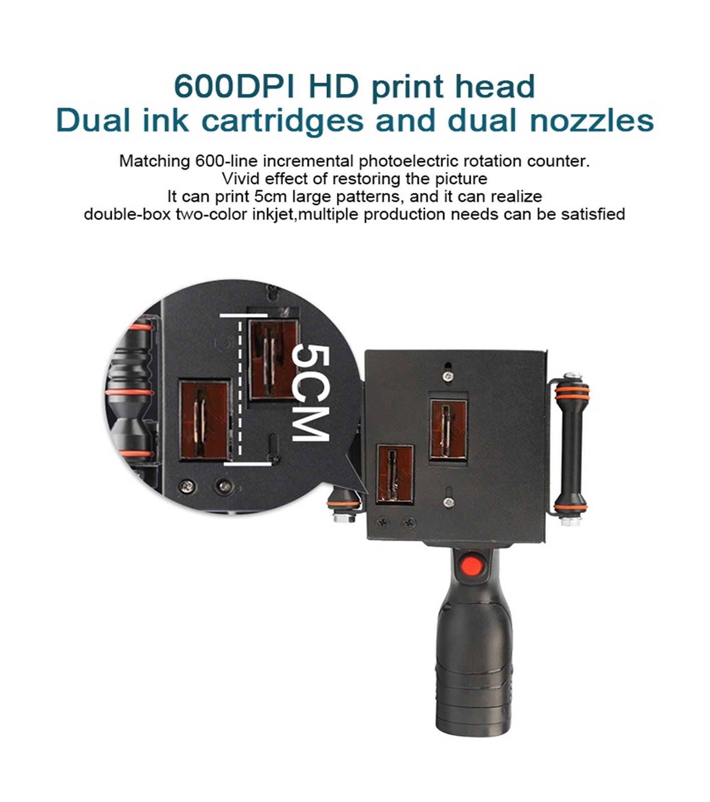 50mm Label Printer, QR Code Batch Generation, Numbered Logo, Handheld Inkjet Printer, 25 Languages Portable ,Versatile Surface Compatibility