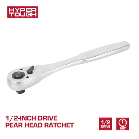 Hyper Tough 1/2-inch Drive Pear Head Ratchet, 90 Tooth