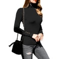 thumbnail image 1 of NINEXIS Women's Long Sleeve Turtle Neck Pullover Chic Soft Sweater with Sleeve Button, 1 of 3