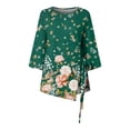 thumbnail image 4 of Dyegold Womens Tops 3/4 Length Sleeves Boho Western Tops Vintage Floral Side Twist Knot Blouses Dressy Casual Fall Shirt Tee, 4 of 5