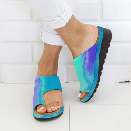 

KKCXFJX slippers for women Womens Fashion Flats Fluorescent Color Open Toe Beach Shoe Roman Slippers Sandal Slippers