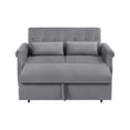 thumbnail image 4 of 55" Pull Out Sleeper Sofa Bed,3 in 1 Convertible Sleeper Loveseat Couch Modern 2 Seater Velvet Sofa Bed with Adjustable Backrest and Lumbar Pillows for Apartment Office Living Room,Gray, 4 of 7