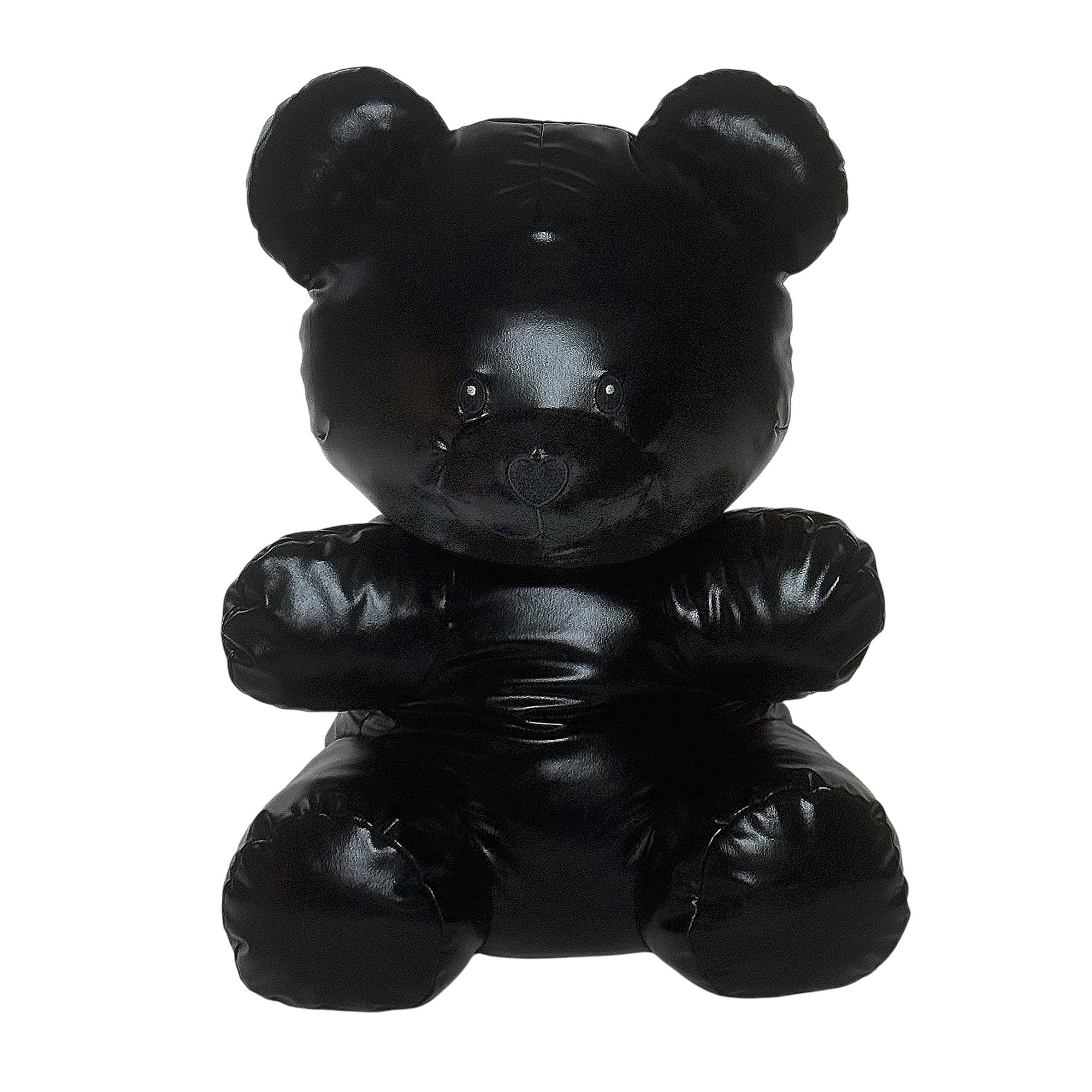 DJKDJL Large Faux Leather Gummy Bear Plush, Black, 16