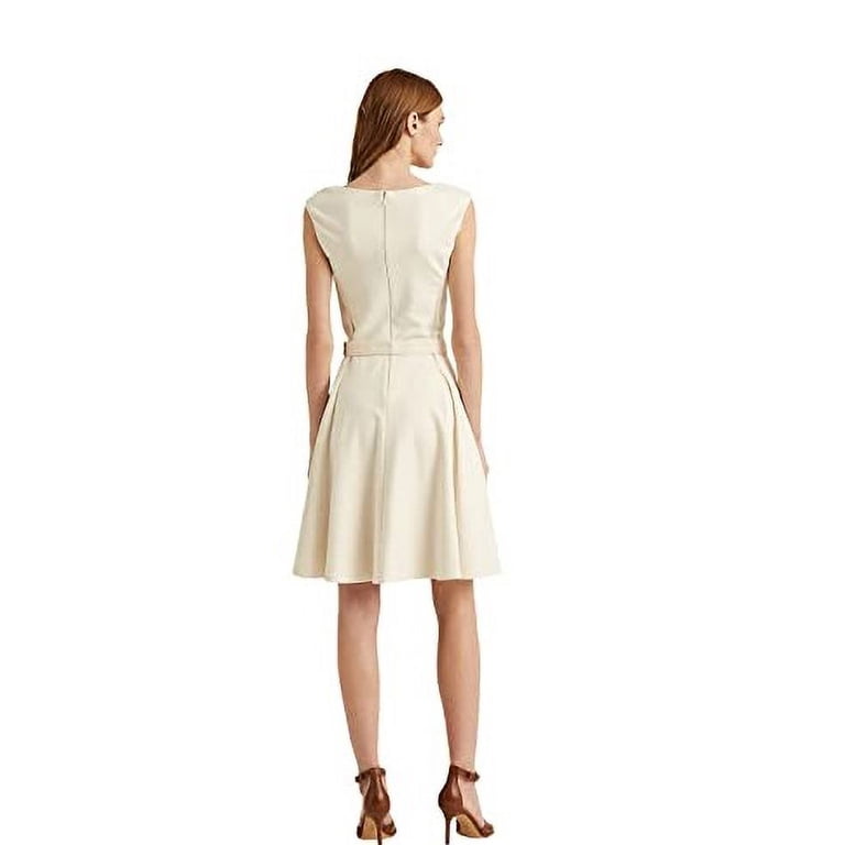 lauren ralph lauren ponte fit and flare dress Authentic Cream Crewneck Long Sleeve Fit and Flare Dress main image 0