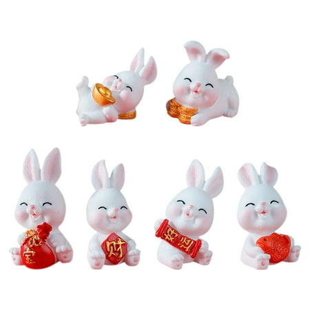 

NUOLUX 6pcs Micro Landscape Decors Indoor Bonsai Ornaments Miniature Bunny Figurines