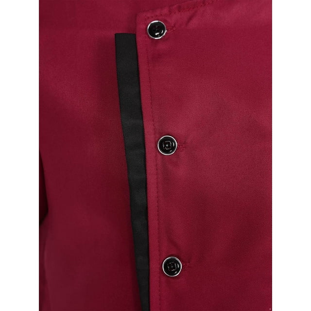 Runhomal Chef Coat Unisex Breathable Mesh Chef Jacket Contrast Color Uniform Professional Hotel Kitchen Cooking Coat Red 3XL