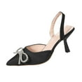 thumbnail image 2 of HaiMao Women's Rhinestone Bow Kitten Heel Pumps,Comfort Closed Pointed Toe Ankle Strap Slingback formal Sandals,for Wedding Evening Prom Heels Black 7(38), 2 of 8