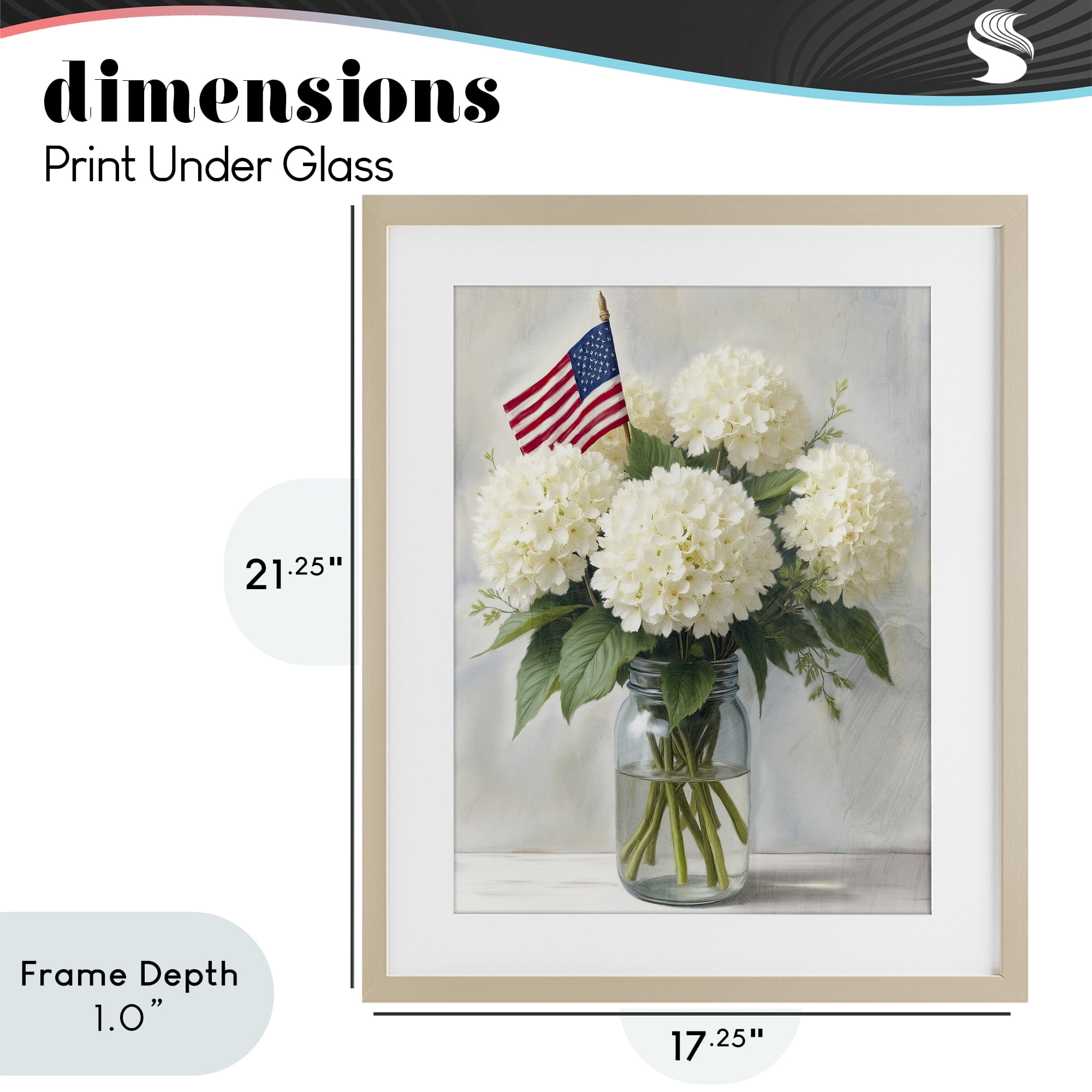 Stupell Industries Festive Patriotic Hydrangea Birch Framed Print Under Glass, design by Kim Allen