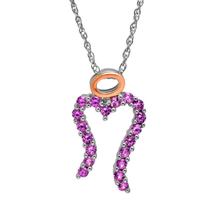 Duet 7/8 ct Created Pink Sapphire Miracle Pendant Necklace in 14kt Rose Gold-Plated Sterling Silver