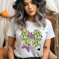 thumbnail image 2 of Carnival Inspired Teacher Shirt with Purple Yellow Green Bow, Navy, Size L, 2 of 6