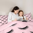 thumbnail image 5 of Castle Fairy Elegant Glitter Eyelash Bedding Comforter Set 2pcs for Teens Girls,Bling Makeup Twin Comforter Sets Microfiber,Black Pink Breathable Bedding Set,Breathable Home Decor,Reversible, 5 of 8
