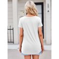 thumbnail image 3 of Fancyglim Women Long Tops Short Sleeves Tunic T-Shirt V-Neck Flowy Shirts, White 2XL, 3 of 5