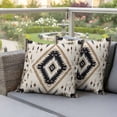 thumbnail image 5 of Pack of 2 Outdoor Pillow Covers 18x18 Inch Waterproof Boho Black Brown Throw Pillow Covers,Decorative Couch Pillow Shams Protectors Retro Geometric Southwestern Ethnic Patio Cushion Pillowcases, 5 of 8