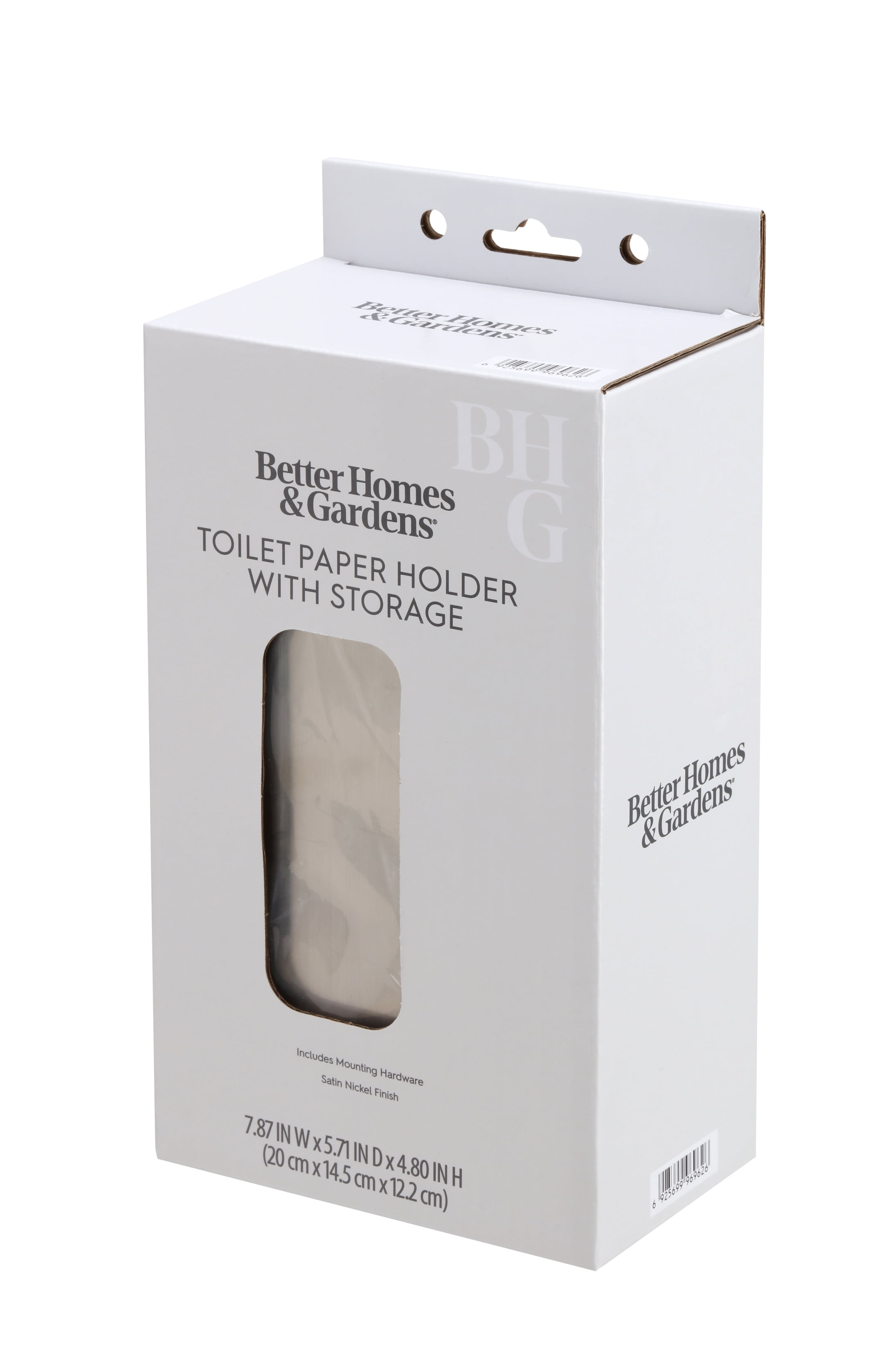Better Homes & Gardens Toilet Paper Holder with Storage in Satin Nickel