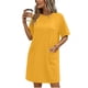 thumbnail image 1 of TaTaai Ladies Classic Solid Color Round Neck Short Sleeve Casual Dress with Functional Pockets Soft Stretchy Material Fashion Midi Dress for Spring Summer Daily Outings Gift, 1 of 6