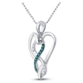 thumbnail image 2 of FB Jewels Sterling Silver Womens Round Blue Color Enhanced Diamond Heart Infinity Pendant 1/10 Cttw, 2 of 2