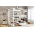 thumbnail image 3 of Bellemave Metal Full Over Full Over Full Bunk Bed, Triple Bed with Ladder and Safety Guardrail, Can be Divided into 3 Full Beds for Teens Adults, Heavy Duty Bunkbeds No Box Spring Needed, White, 3 of 12