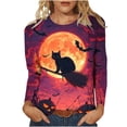 thumbnail image 2 of Ounisa Women's Halloween Print Crew Neck Long Sleeve Top, Soft Casual Pullover with Fun Graphic for Fall Season, 2 of 6