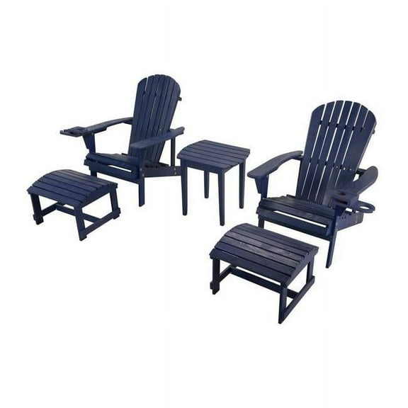 Best Desu 2101RD-CH2OT2ET Earth Collection Adirondack Chair with phone and cup holder (2 Chairs, 2 Ottoman and End table set)