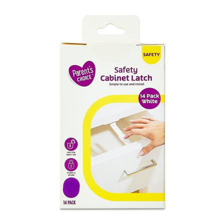 Parent's Choice Child Safety Cabinet Locks for Baby Proofing, White, 14 Pack